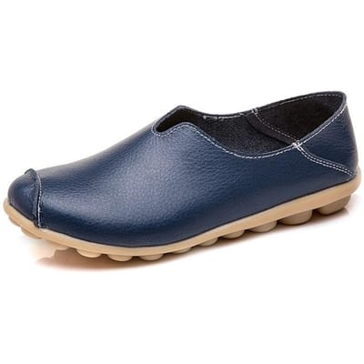 Damesmode Ademende loafers Zomer Casual lederen platte schoenen Sandalen Lente Herfst Strandslippers Mocassins 35 donkerblauwe kleur