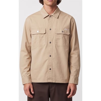 Calvin Klein Long Sleeve Utility Relaxed Overshirt White Pepper Taglia: S | Maglie a manica lunga Outlet | Uomo | Bianco