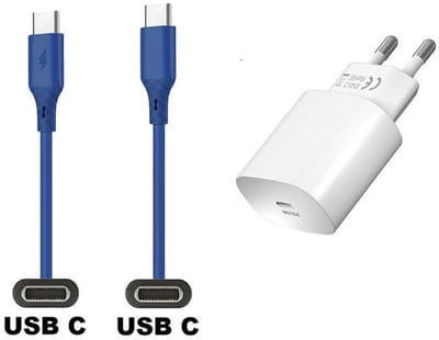 25W super snellader + 1,0m USB C naar C kabel. Universele PD lader. Oplader adapter past op Samsung Galaxy S10, S10e, S20, S21, S22, S23, S24, S25, S26 (Edge, FE, Lite, Plus +, Ultra)
