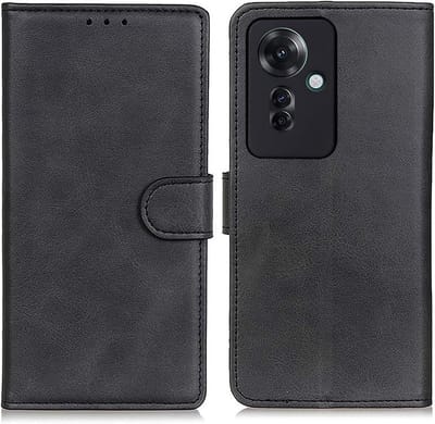 Geschikt voor Oppo Reno 11 F 5G - Boekstijl - Portemonnee Flip Cover - Kickstand kaartsleuven - Book Case Hoesje - Zwart