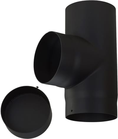 Kachelpijp enkelwandig T-stuk + dop Ø120mm