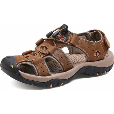 Heren Sandalen Zomer Echt Leer Zachte Zool Antislip Strand Schoenen Nieuw Plus Size Casual Trend Outdoor Slippers 45 black