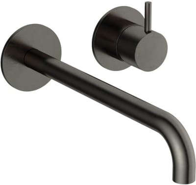 Hotbath Cobber - Wastafelmengkraan - zonder Waste - Laag - Geborsteld Zwart PVD - Inbouw - Messing - V02