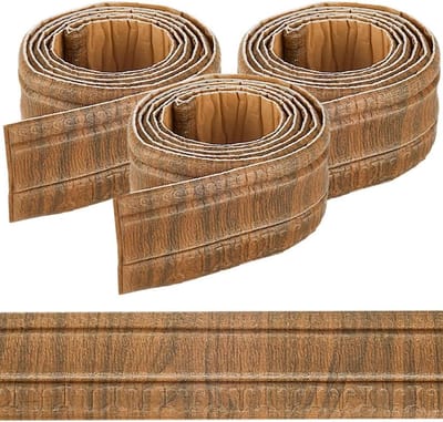 EGoods - Behang Grens Kroon Peel en Stick Molding Kameel Bruin Houtnerf - Zelfklevende Flexibele 3D Plint Trim - Vintage Spiegel - Kleverige Muur Randen - Schuim voor Hotel Woondecoratie