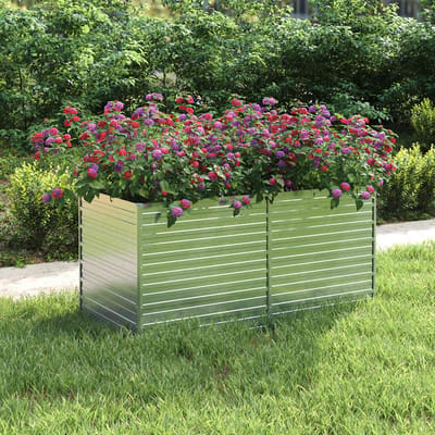 vidaXL - Plantenbak - verhoogd - 160x80x77 - cm - gegalvaniseerd - staal - zilver