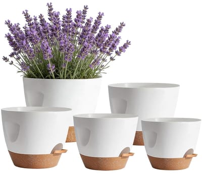 longziming -Bloempot-Plantenpot-Bloempotset-Zelfbewaterend Systeem-Effici毛nte Drainage-Polypropyleen Kunststof-Duurzaam en Modern Ontwerp-5 Stuks