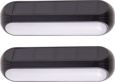 Vevio Solar Lamp - 2 Stuks - Warm Wit Licht & RGB lamp - Wandlamp - Zonne energie buitenlamp met sensor Dag en Nacht - Solar Tuinlamp met 600mAh Batterij - 100 Lumen Buiten Wandlamp - Solar Tuinverlichting - Buitenverlichting - IP65 Water