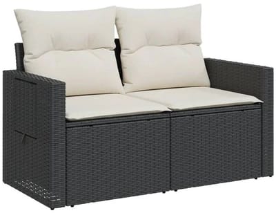 Tuinbank – Tuinbankjes weerbestendig - Tuinbanken - Loungebank - Balkon Set - Buitenbank - Zwart- 2 personen - Staal