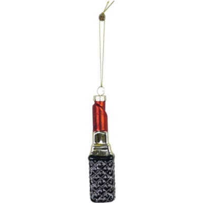 Housevitamin Kersthanger Lippenstift – Glas – Rood/Goud – 3×3×11 cm – Glamour Kerstornament – Fashion Kerstversiering