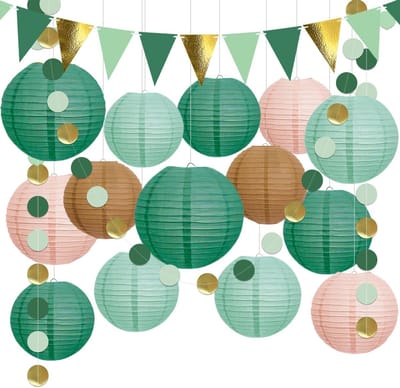 Papieren Lantaarns Set - Feest Ornamenten - Feest Decoratie - Herbruikbaar Ornament - Groen Elf
