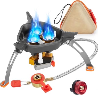 CLVP® Wokbrander - Kookbrander - Wok Brander - Met Slang en Regelaar - Propaan/Gas - Voor Buiten – Camping Kooktoestel Wind Proof –Grijs