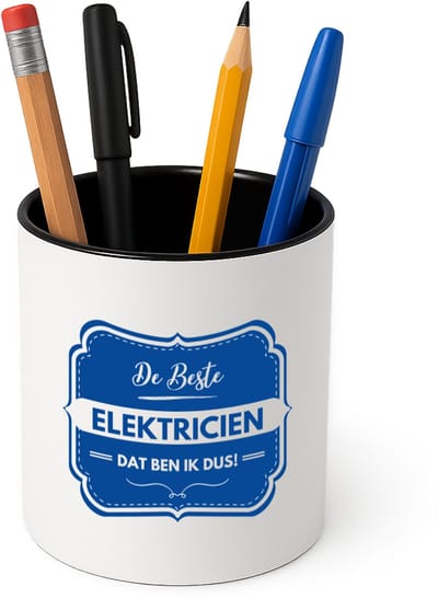Hacebo® - De beste elektricien Pennenbakje - Elektricien - een elektricien - pennenhouder - werk - afscheidscadeau - verjaardagscadeau - Pennenbakje zwart