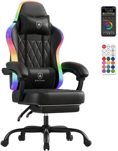 Gamingstoel met LED - Bureaustoel - Gaming Chair - Gamerstoel - Stoel - Rugleuning met Opbergtas - Met Afstandsbediening - Zwart
