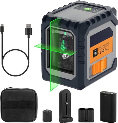 SNJY® Kruislijnlaser - Afstandsmeter - Lasermeter - 360° Draaibaar - 30 Meter - Oplaadbaar - Grijs
