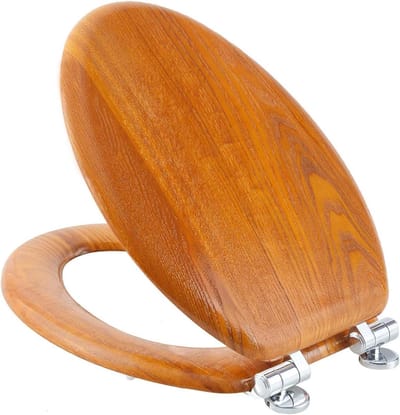 Toiletbril Hout - WC Deksel - Badkamer Upgrade - Stille Sluiting - Langwerpig - Natuurlijk Hout