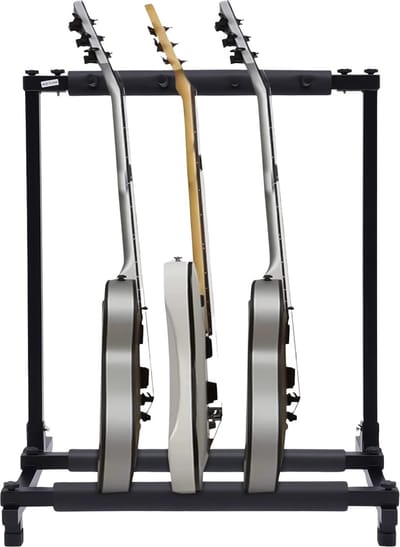 Geargalaxy Gitaarstandaard - Gitaarrek - Multi Gitaarhouder - Gitaaropslag - Standaard - Opvouwbaar - Met Wielen - 73x63x47cm - Zwart
