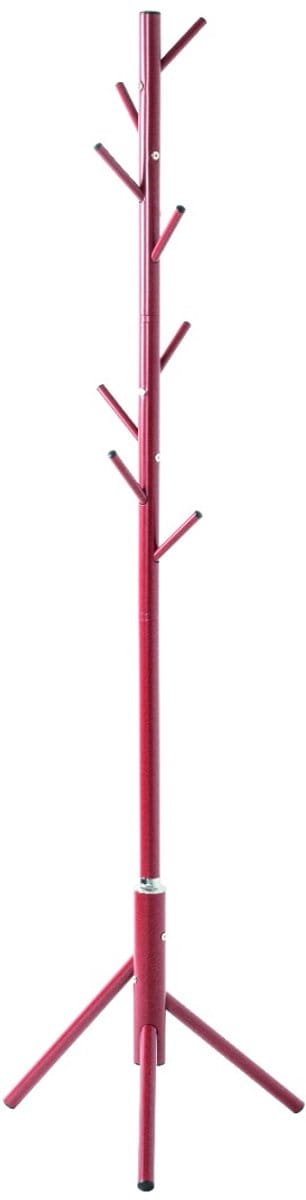 Kapstok – Rood metaal – 8 haken – Ø48 cm, 173 cm hoog – Modern en opvallend
