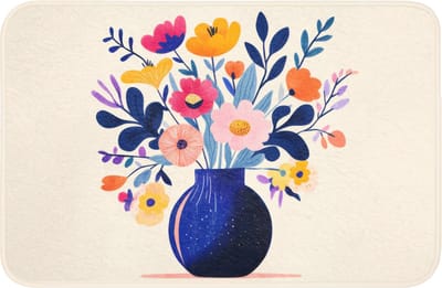 Badmat 60x40 cm - Antislip - Vaas - Bloemen - Boeket - Badmatten voor badkamer - Badkamermat - Douchemat - Badkamer mat