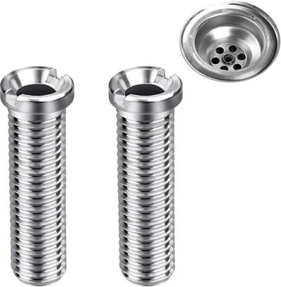 2 stuks roestvrijstalen holle schroefspoelbak, M12 x 45 mm wastafel schroeven, holle schroef spoelbak reserveonderdelen, voor keukenspoelbakken, zeefkorf, spoelbak accessoires (zilver)