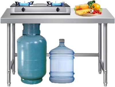 Roestvrijstalen Werktafel - Keukentafel Opklapbaar - Catering Werkruimte - Hoge Belastbaarheid - 120x50x80 cm - Zilver