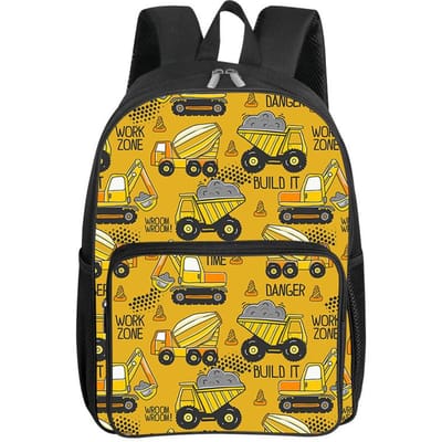 Cartoon Vrachtwagen Patroon Vierkante Voorvak Rugzak voor Jongens en Meisjes Beste Cadeaus 2D Platte Cartoon Schooltassen voor Kinderen
