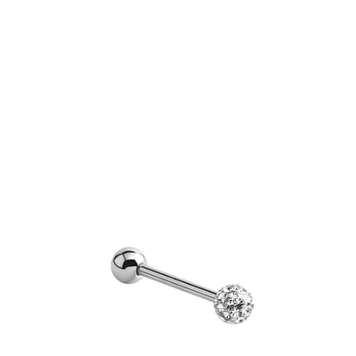 Lucardi Dames Tongpiercing barbell kristal - Piercing - Cadeau - Staal - Zilverkleurig