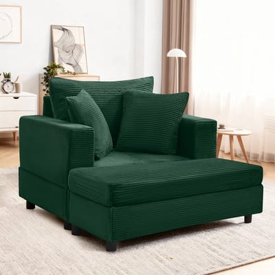 STILVORA Chaise Longue 136-159 Kg - Met Voetsteun En Opbergruimte - Voor Woonkamer En Slaapkamer - Metaal En Hout - Smaragdgroen