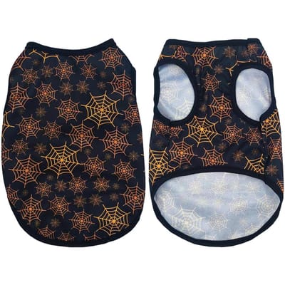 Vêtements d'Halloween pour Chiens Petits Moyens Chats Automne Hiver Fête Déguisement Veste Sans Manches Imprimé Chiot Vêtements Chihuahua XL