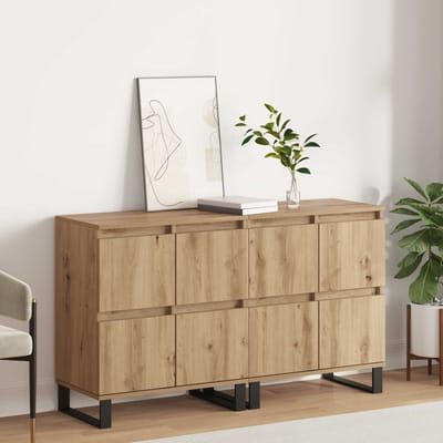 vidaXL - Dressoir - 2 - st - Artisan - Eiken - 60 - x - 35 - x - 70 - cm