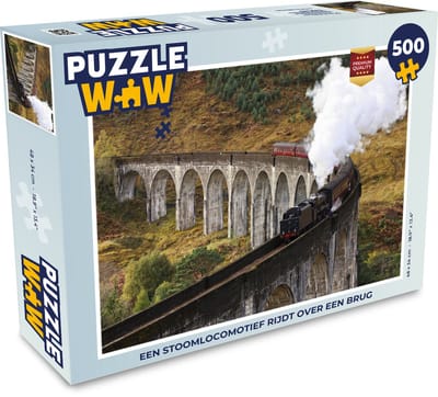 Puzzel Een stoomtrein rijdt over een brug - Legpuzzel - Puzzel 500 stukjes