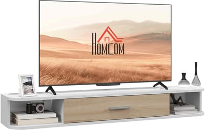HOMCOM TV-standaard van MDF, 120x26x16 cm, wit