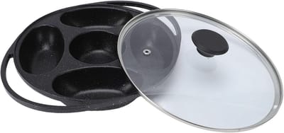 Pannenkoekenpan 5 Holtes - Bakvorm Koekenpan - Ontbijt Maken - Moeiteloze Anti-aanbak - 24 cm Diameter - Zwart