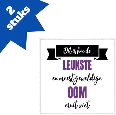 Akyol - meest geweldige oom brillendoekjes - Oom - beste oom - verjaardagscadeau - cadeau voor oom - kado - gift - 17,8 bij 17,8 cm - 2 stuks