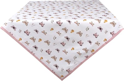 Clayre & Eef Tafelkleed 100x100 cm Beige Roze Katoen Vlinders
