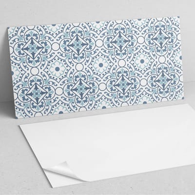 Coloray Wandpanelen Zelfklevend - Plantenpatroon in ornamenten PVC Wandpaneel - 100 cm x 50 cm - Blauw Wandbekleding Zelfklevend - 1 stuk - Mozaïeken Wandpanelen Zelfklevend - Wandpaneel Keuken - Wandpanelen Badkamer
