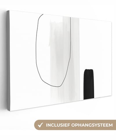 Canvas schilderij 30x20 cm - Wanddecoratie Line art - Acrylverf - Minimalisme - Muurdecoratie woonkamer - Slaapkamer decoratie - Kamer accessoires - Schilderijen op canvas