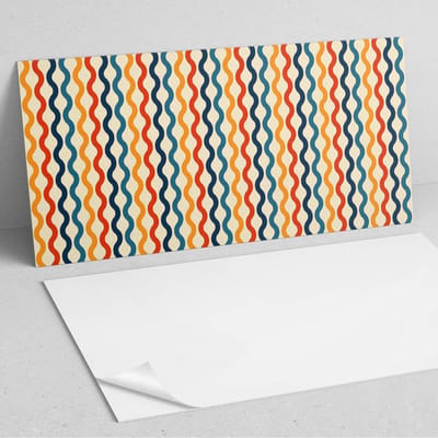 Coloray Wandpanelen Zelfklevend - Golven in een ritmisch patroon PVC Wandpaneel - 100 cm x 50 cm - Oranje Wandbekleding Zelfklevend - 1 stuk - Mozaïeken Wandpanelen Zelfklevend - Wandpanelen Keuken - Wandpaneel Badkamer