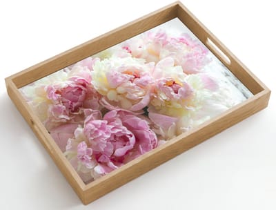 Dienblad hout 50x35 cm - Schootdienblad - Vintage - Bloemen - Rozen - Natuur - Borrelplank rechthoek - Plateau dienbladen