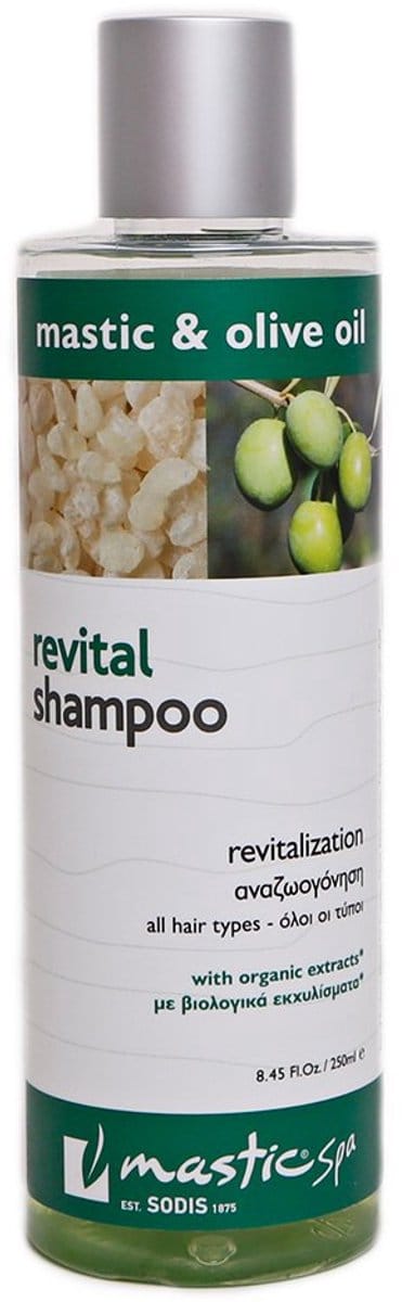 Mastic Spa Revital Shampoo – Shampoo met Mastiek & Olijfolie – Hydraterende en Herstellende Haarshampoo – Voor Droog en Beschadigd Haar – 250 ml