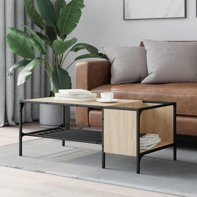 Salontafel met Plank - Bijzettafel Woonkamer - Dranken Plaatsen - Industriële Stijl - 100 x 51 x 40 cm