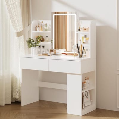 Make Up Tafel met Spiegel - Kaptafel voor Meisjes - Hollywood Spiegel met Verlichting - make up meubel