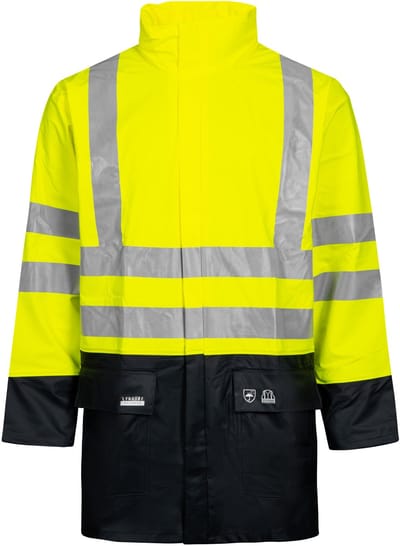 Lyngsøe Rainwear Hi-Vis regenjas fluor geel/marine XL