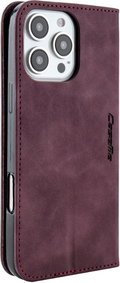 Mobile5 - iPhone 16 Plus Bookcase Hoesje - Bordeaux Rood - Kunstleer - Anti Shock