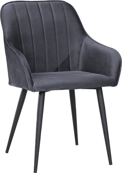 Soph & Tess - Modena Eetkamerstoel - Grijs - set van 4 - Fluweel - Velvet - Industrieel - Met armleuning