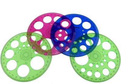 Cirkel Teken Tool - Cirkel Maker - Tekenen Tekenmal - 16 Cirkel Sjablonen - 4 Stuks Set - Diverse Kleuren