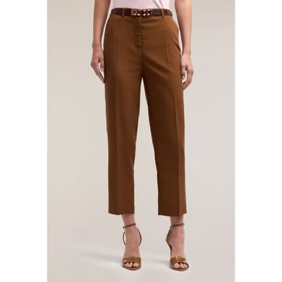 Motivi Regular Fit Trousers In Lyocell Blend Brown Maat: 32 | Pantalons Outlet | Dames | Bruin