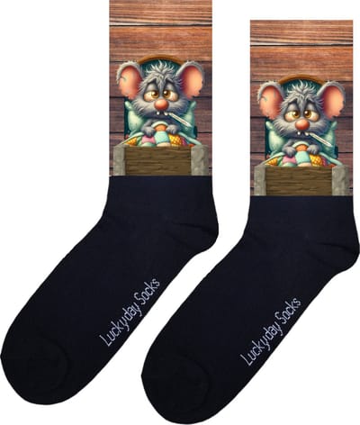 Muis - Verjaardag cadeau - Grappige sokken - Print sokken - Leuke sokken voor heren en dames - Moederdag - Vaderdag - Cadeau voor hem en haar - Kerstcadeau - Vrolijke sokken - Beterschap - Valentijns cadeau - Sokken waar je vrolijk van wordt - 37-44