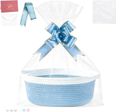 Lege geschenkmand 30 x 20 x 12 cm, gevlochten opbergmand voor cadeaus, decoratieve presentatiemand voor bruiloften en feesten