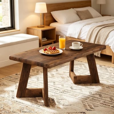 STILVORA Salontafel - Rechthoekig Landelijk Design Voor Woonkamer En Werkhoek - Houtlook - 120x60x51 Cm - Rustiek Bruin