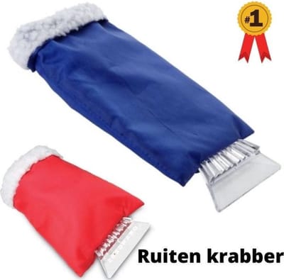 *** ijskrabber rood of blauw met handschoen - handschoen - ruitenkrabber - met handschoen - ijskrabber - sneeuwkrabber - van Heble® ***